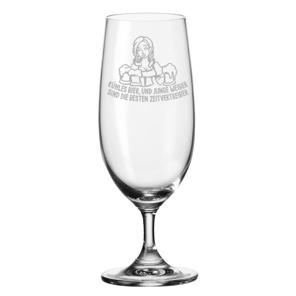 Stölzle Lausitz Bierglas mit Gravur "Kühles Bier und junge Weiber"