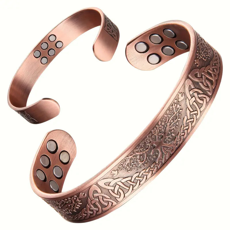 Herren Kupfer Armband mit Magneten Lebensbaum mit keltischen Knoten