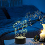 Graviertes Acrylglas im Dinosaurier Design mit LED-Sockel