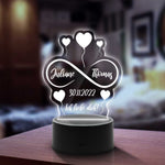 Graviertes Acrylglas im Unendliche Liebe Design mit LED-Sockel