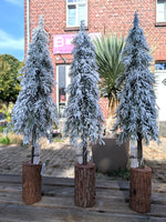 LED Weihnachtsbaum Tannenbaum künstlich Schnee 73cm Standfuß Naturholz - von Home Bound NL 8719097152951
