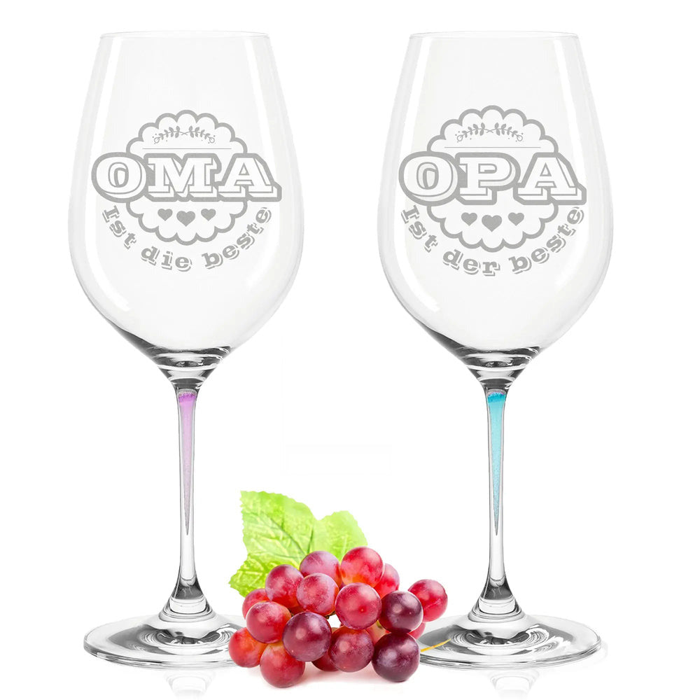 Stölzle Lausitz Weingläser "Oma ist die Beste" & "Opa ist der Beste" im Set