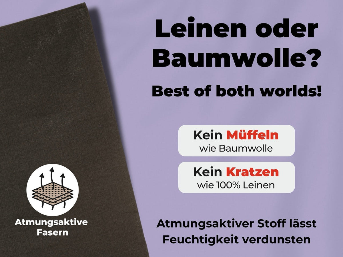 2x Halbleinen Geschirrtücher Anthrazit & 3x Spüllappen Grau (Dark-Grey)