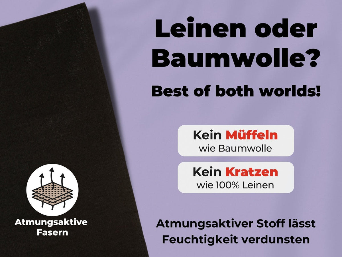2x Geschirrtücher Schwarz Halbleinen & 3x Spüllappen Schwarz (All-Black)