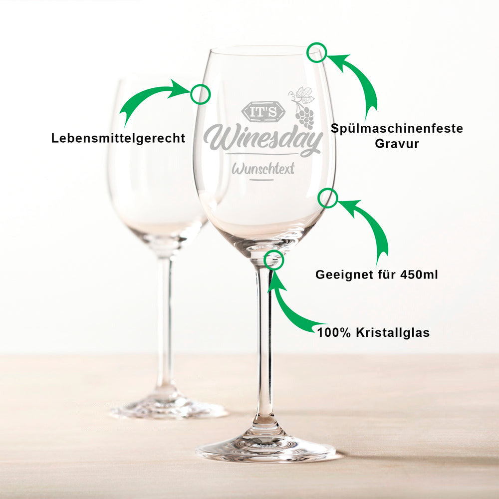 Stölzle Lausitz Weinglas mit Gravur "It's Winesday" + Wunschtext