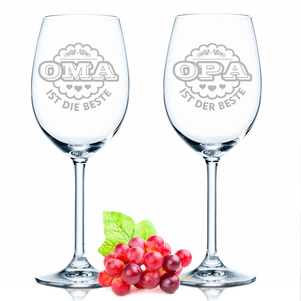 Stölzle Lausitz Weingläser "Oma ist die Beste" & "Opa ist der Beste" im Set