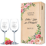 Stölzle Lausitz Weingläser mit Gravur "Pink Rose" Design im Set