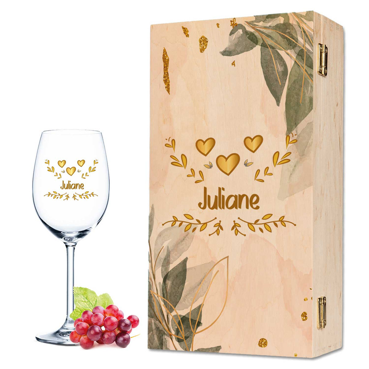 Stölzle Lausitz Weinglas mit UV-Druck "Herzensmensch Floral Gold" Design