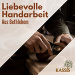 Handgeschnitzte Krippenszene mit Engel – Olivenholzskulptur aus Bethlehem (30 cm)