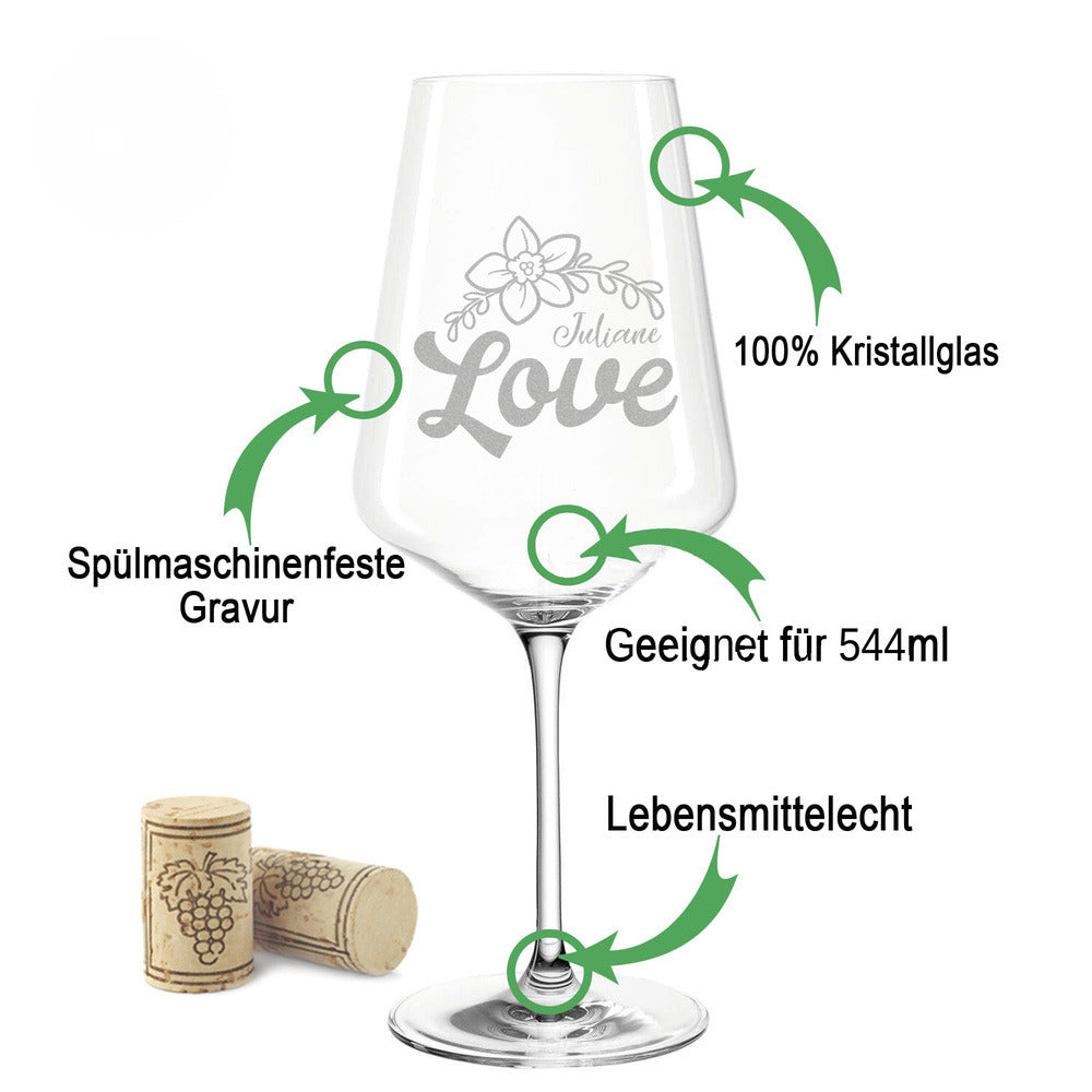 Stölzle Lausitz Weinglas mit Gravur "Love Floral"