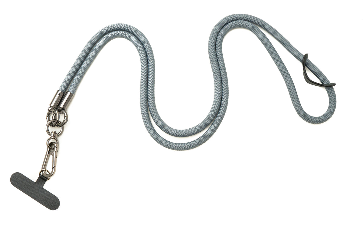 Umhänge Band Schulter Hals Schlaufe für Smartphone Hülle aus Nylon in Grau | System-S