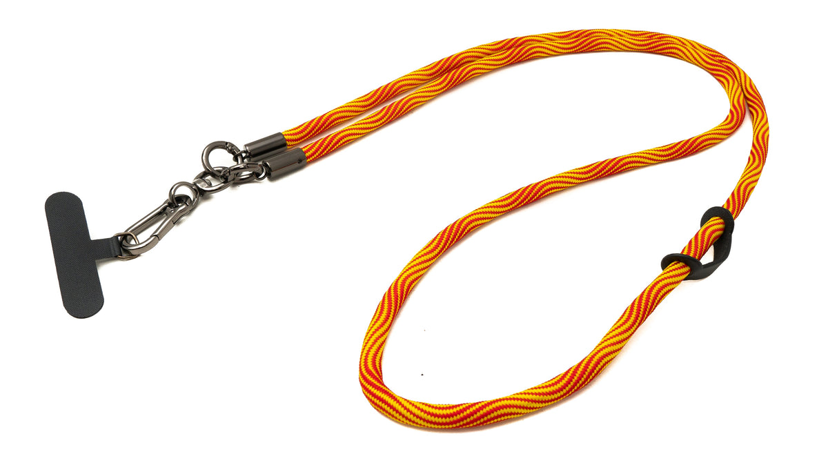 Umhänge Band Schulter Hals Schlaufe für Smartphone Hülle aus Nylon Orange Gelb | System-S
