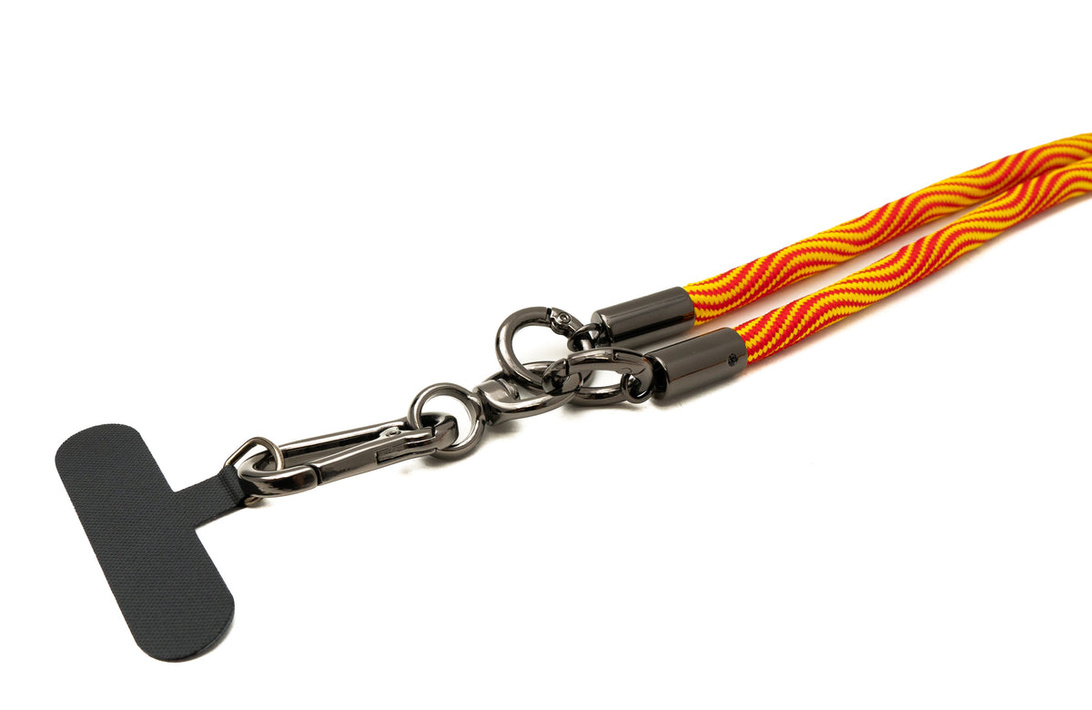 Umhänge Band Schulter Hals Schlaufe für Smartphone Hülle aus Nylon Orange Gelb | System-S