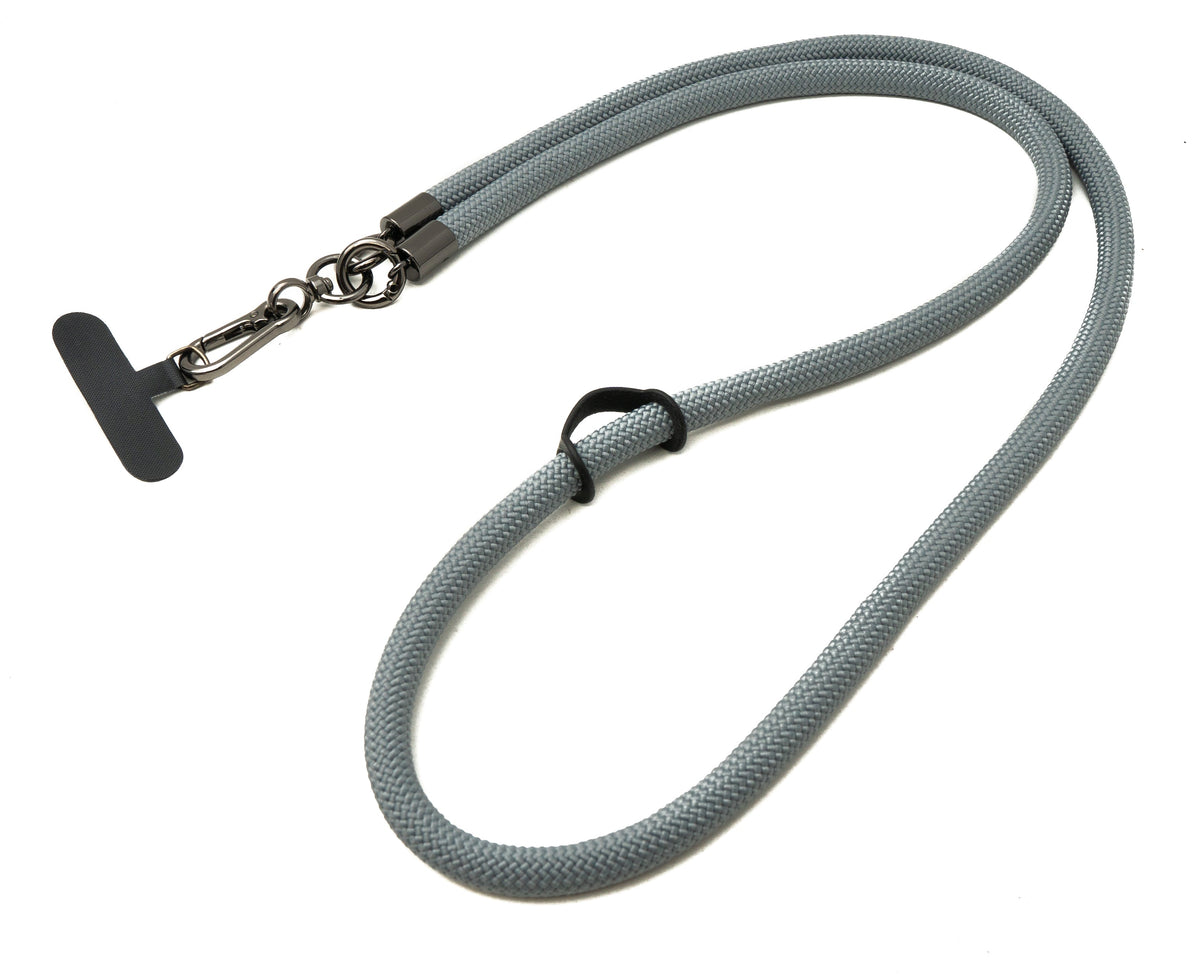 Umhänge Band Schulter Hals extra dick für Smartphone Hülle aus Nylon in Grau | System-S
