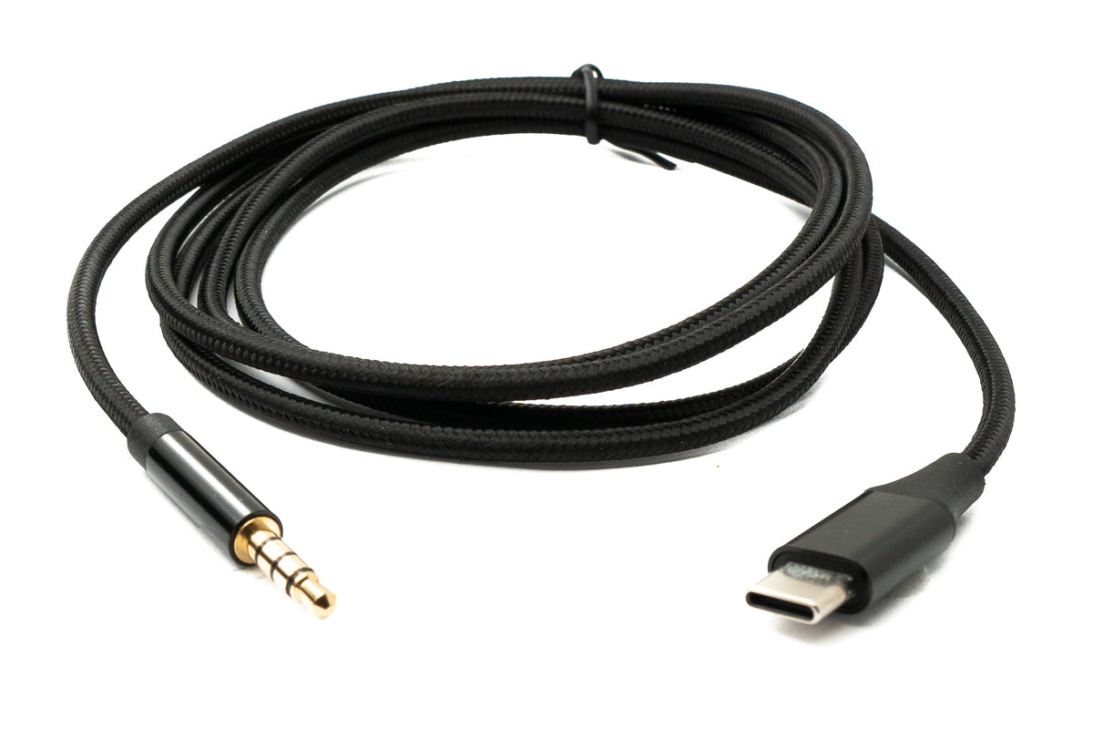 Audio Kabel 150 cm Klinke 3,5 mm Stecker zu USB 3.1 Kabel Typ C Stecker AUX in Schwarz | System-S