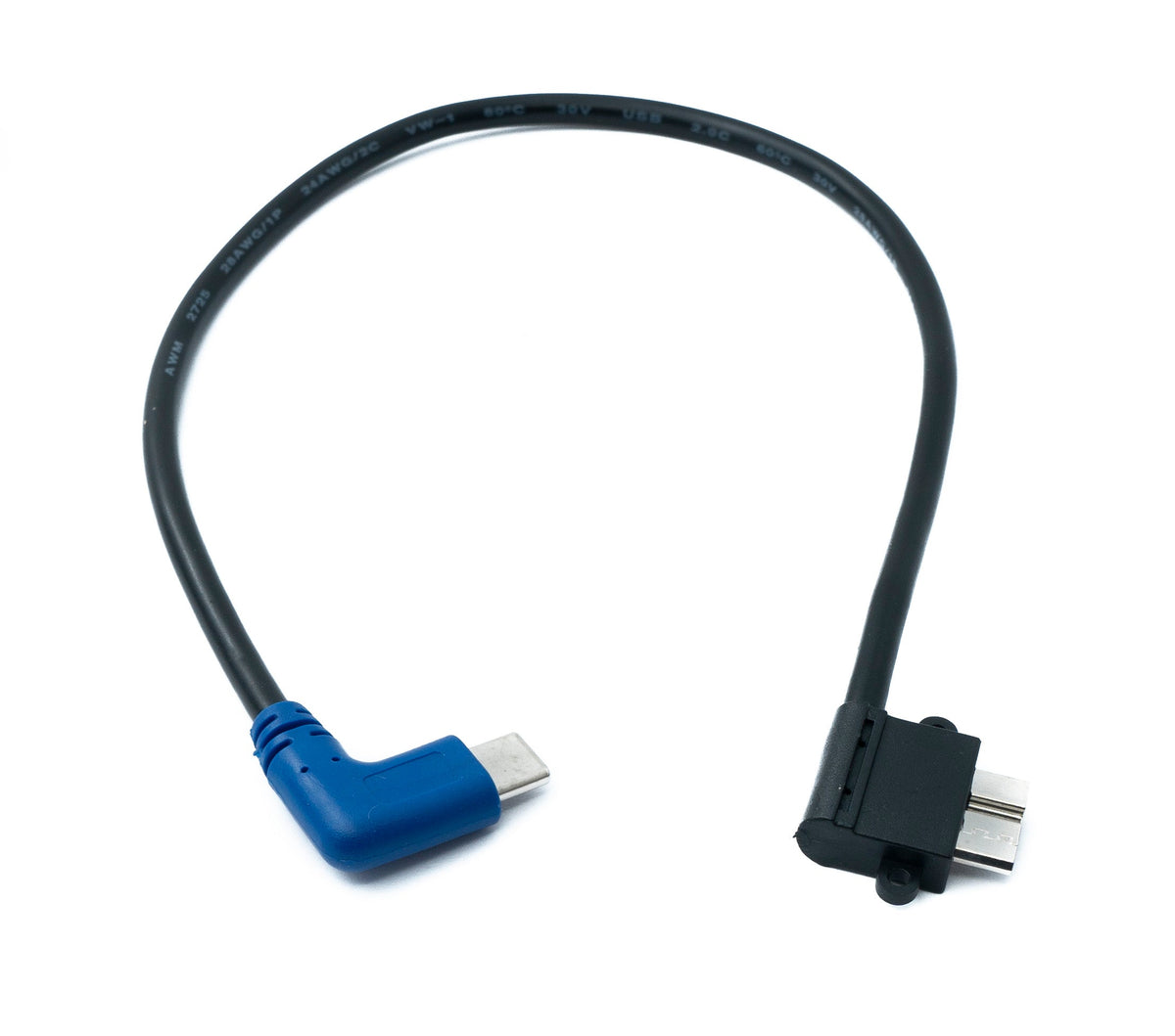 USB 3.1 Kabel 30 cm Typ C Stecker zu Micro B Stecker Winkel Left Angled Adapter | System-S