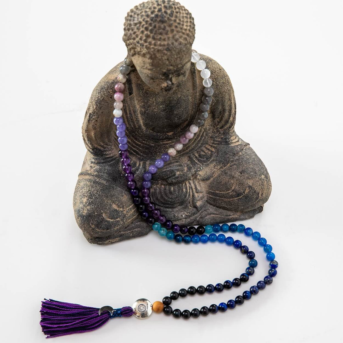 Mala Kette aus Amethyst, Mondstein & Lapis Lazuli: Moon Child