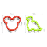 Ausstechformen aus Edelstahl Sandwich Cutter Maus DInosaurier - 2er Set