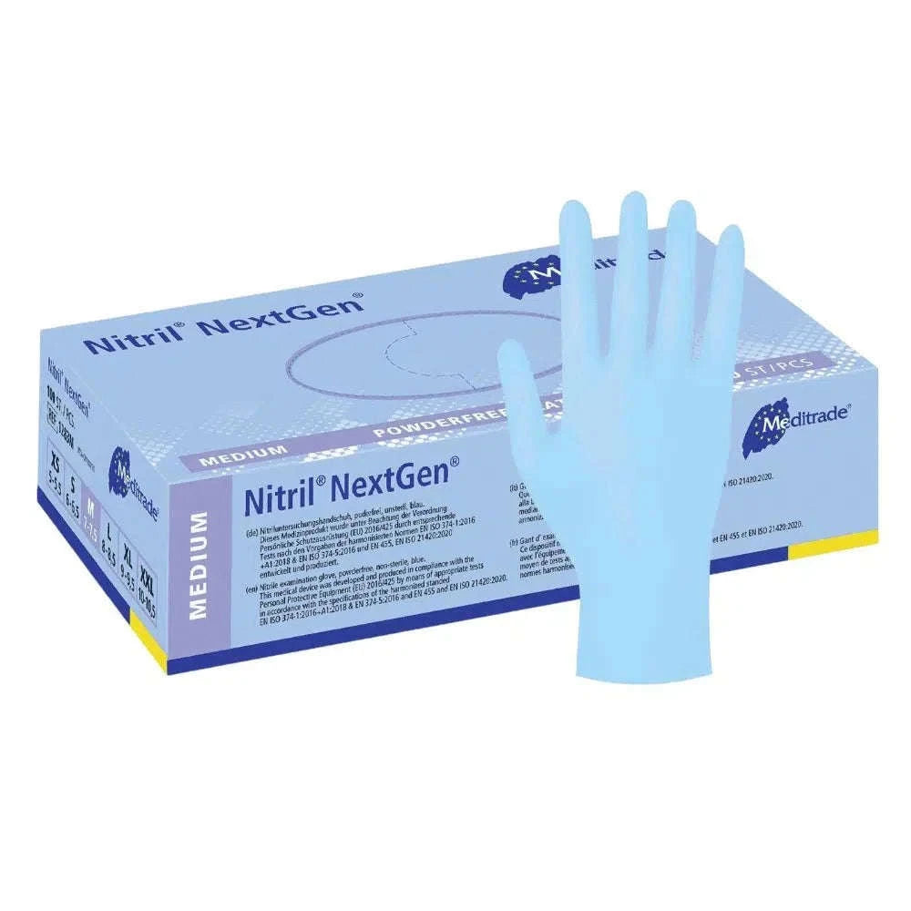 Meditrade Nitril Handschuhe NextGen® EN 455, puderfrei, blau, 100 Stk. Namma Markt