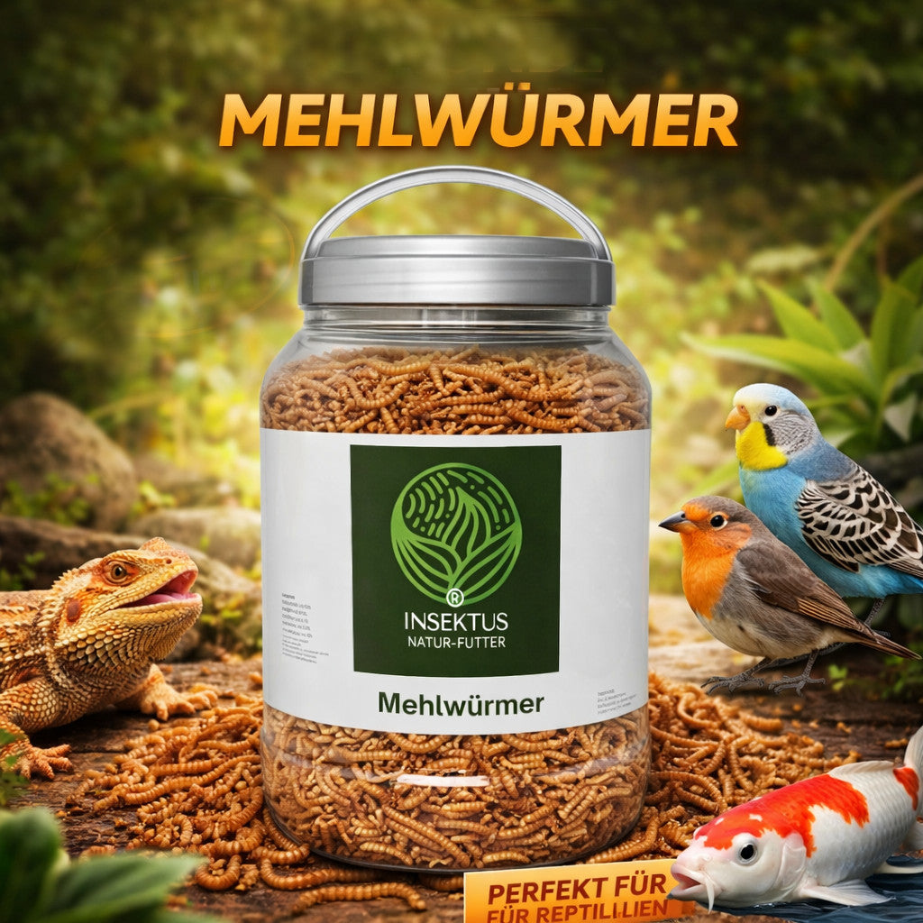 Insektus® getrocknete Mehlwürmer im Vorratsbehälter