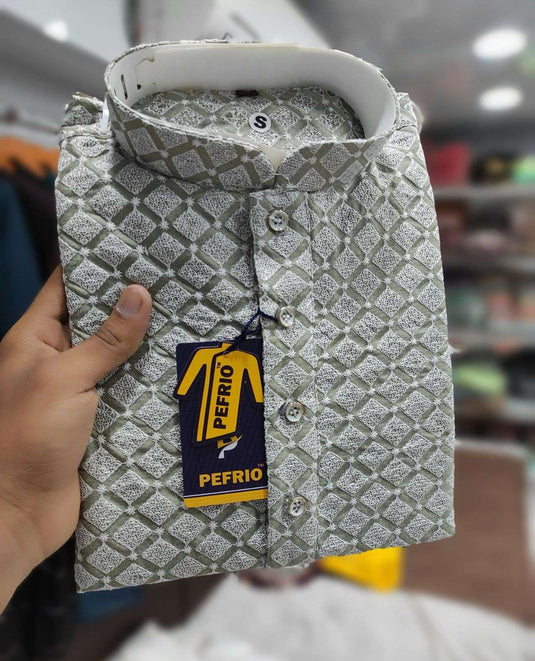 MEN FESTIVE LUCKNOWI EMBROIDERY KURTA PYJAMA