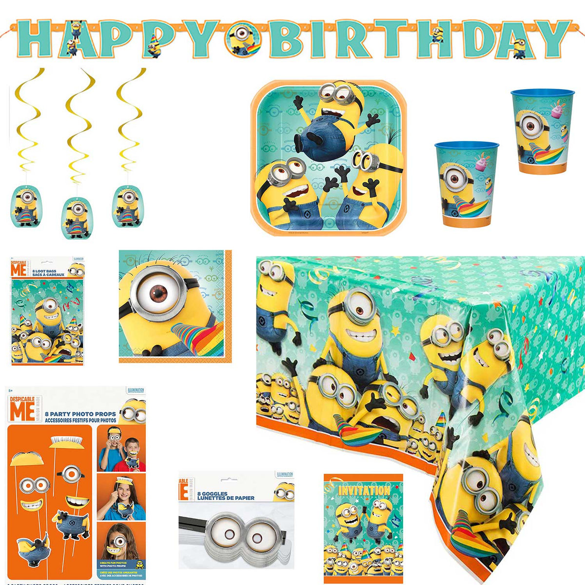 "Minions" Party Deko Set für Kindergeburtstag – Tischdeko oder Partyzubehör