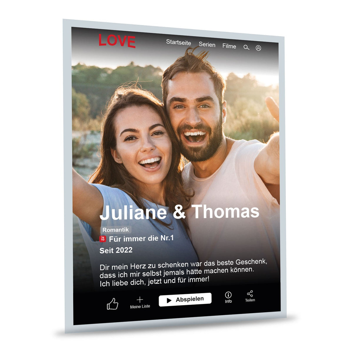 Film Cover auf Acrylglas - Personalisiertes Geschenk mit Foto im Netflix Design