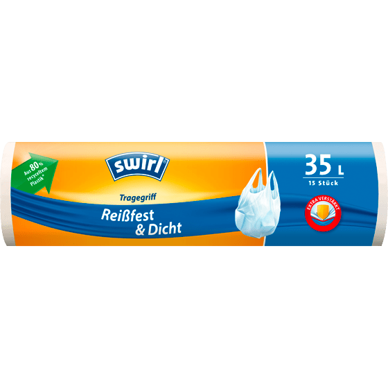 SWIRL Mülleimerbeutel mit Tragegriff transparent 35 Liter