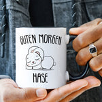Bedruckte Tasse mit Spruch Guten Morgen Hase