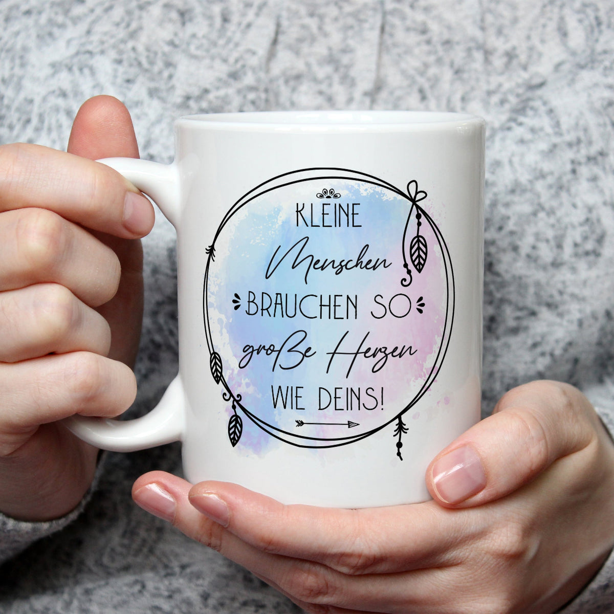 Bedruckte Tasse mit Spruch Große Herzen wie Deins