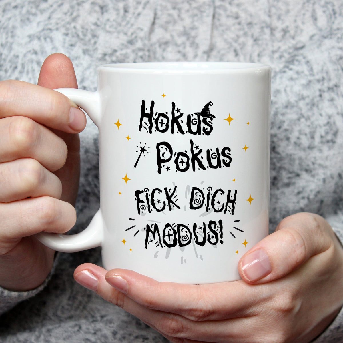 Bedruckte Tasse mit Spruch Hokus Pokus