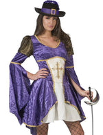 Musketier Kostüm "Maite" für Damen - Lila  | Kurzes Kleid Trompetenärmel
