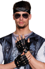 Nieten Handschuhe zum Rocker oder Biker Kostüm | Schwarz