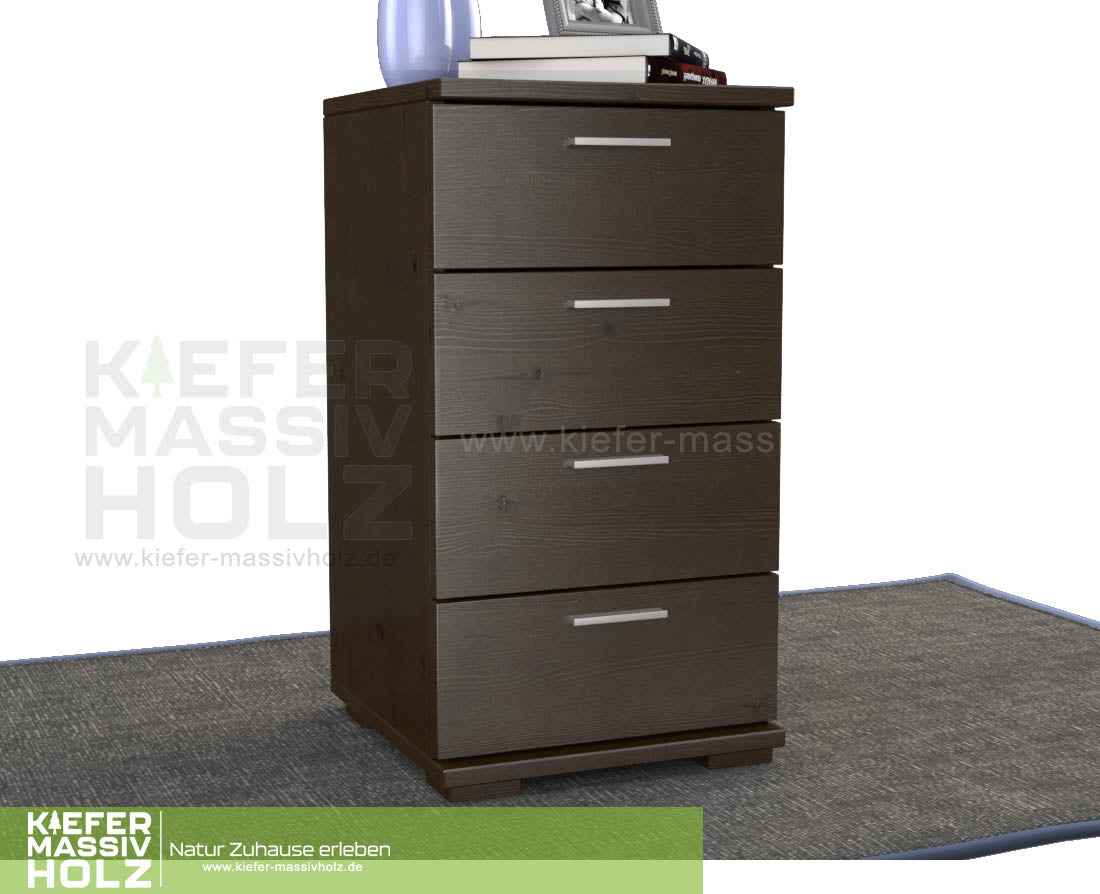 Nobis Schubladenkommode Bio Kiefer Sideboard | 4-Schubladen | 74cm hoch | 100% Massivholz