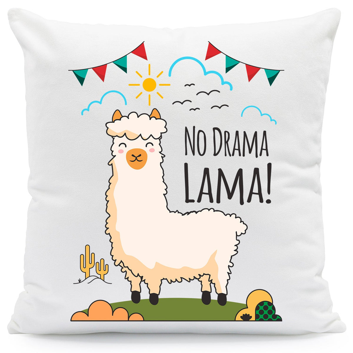 Bedrucktes Kissen mit Spruch No Drama Lama