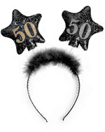 Haarreif mit Sternen "50" | Schwarz - Geburtstag
