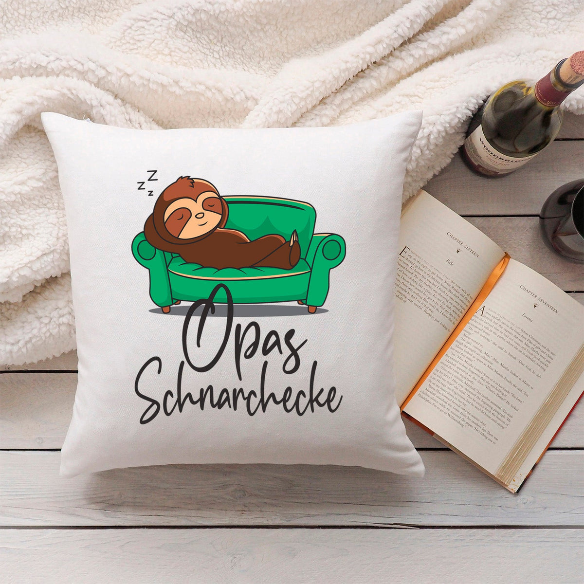 Bedrucktes Kissen mit Motiv Schnarchecke