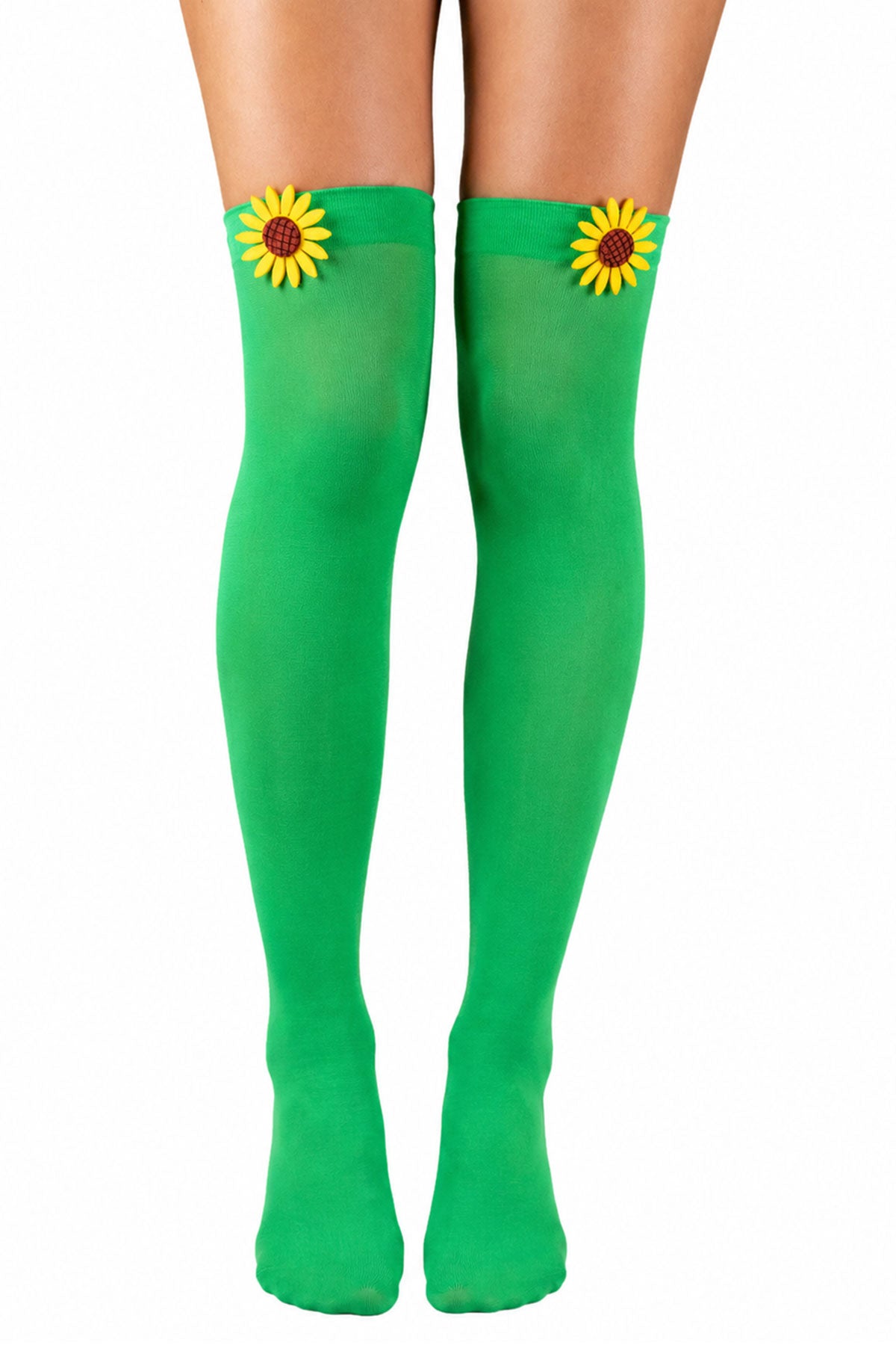 Halterlose Strümpfe "Sonnenblume" - 414011 | Grün