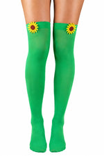 Halterlose Strümpfe "Sonnenblume" - 414011 | Grün