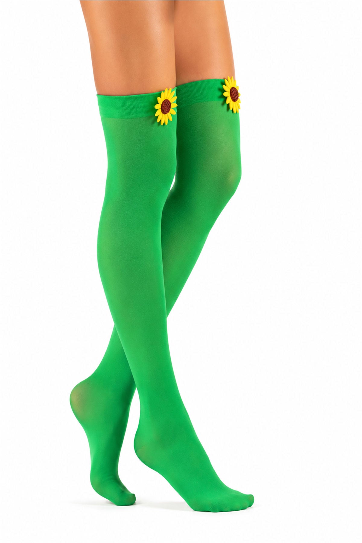 Halterlose Strümpfe "Sonnenblume" - 414011 | Grün