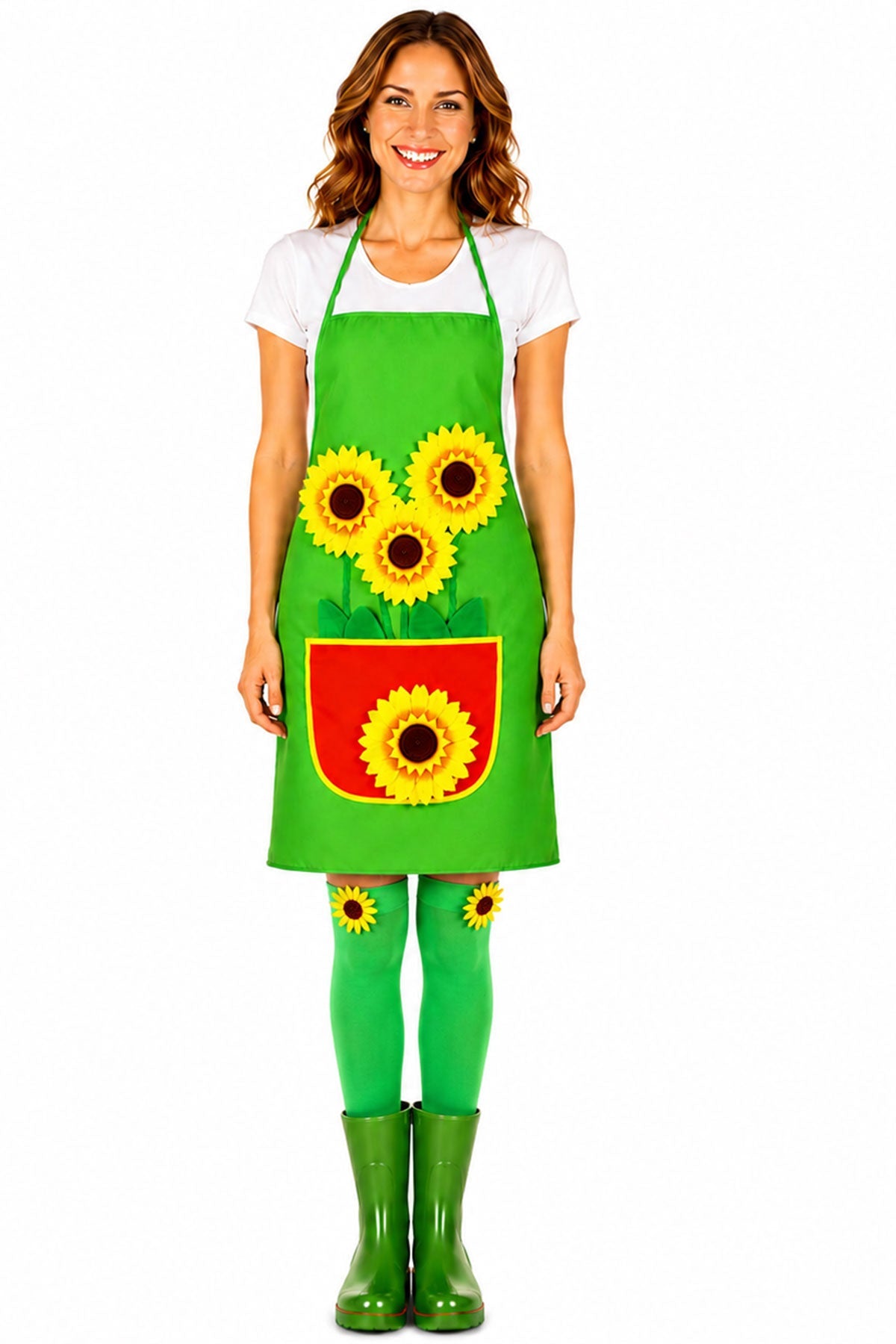 Halterlose Strümpfe "Sonnenblume" - 414011 | Grün