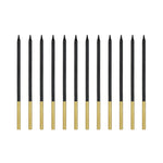 Geburtstagskerzen 14 cm | 12 Stk. - Schwarz Gold