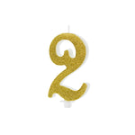Geburtstagskerze Glitter Gold - 10 cm | Ziffer ''2''