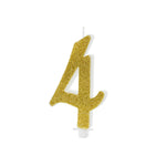 Geburtstagskerze Glitter Gold - 10 cm | Ziffer ''4''