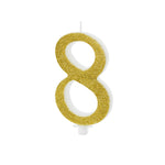 Geburtstagskerze Glitter Gold - 10 cm | Ziffer ''8''