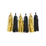 Girlande Quasten Schwarz-Gold | 12Stk./200cm