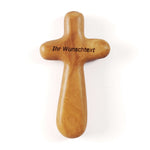 Personalisierter Kreuz Handschmeichler aus Olivenholz mit Gravur | Kleines Handkreuz als Geschenk zur Taufe & Kommunion Namma Markt