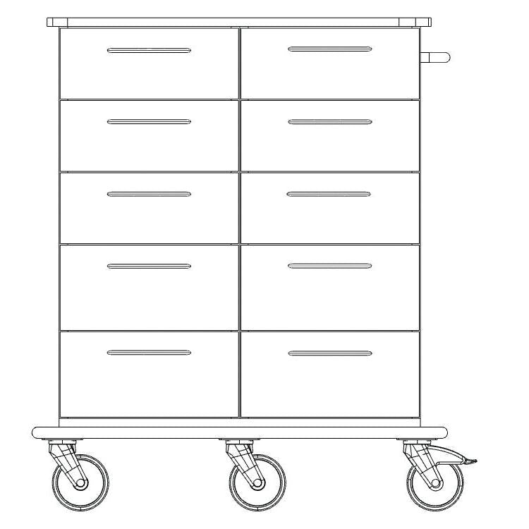 Novocal Pflege- und Arbeitswagen Fahrgestell bestehend aus einer  durchgehenden Vollkunststoffplat | Packung (1 Stück)