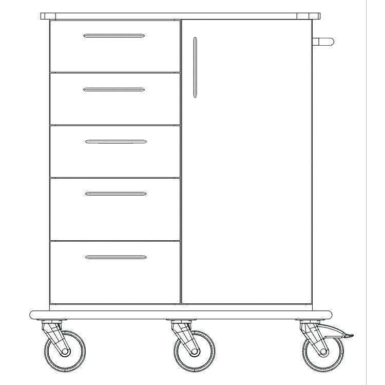 Novocal Pflege- und Arbeitswagen Fahrgestell bestehend aus einer  durchgehenden Vollkunststoffplat | Packung (1 Stück)