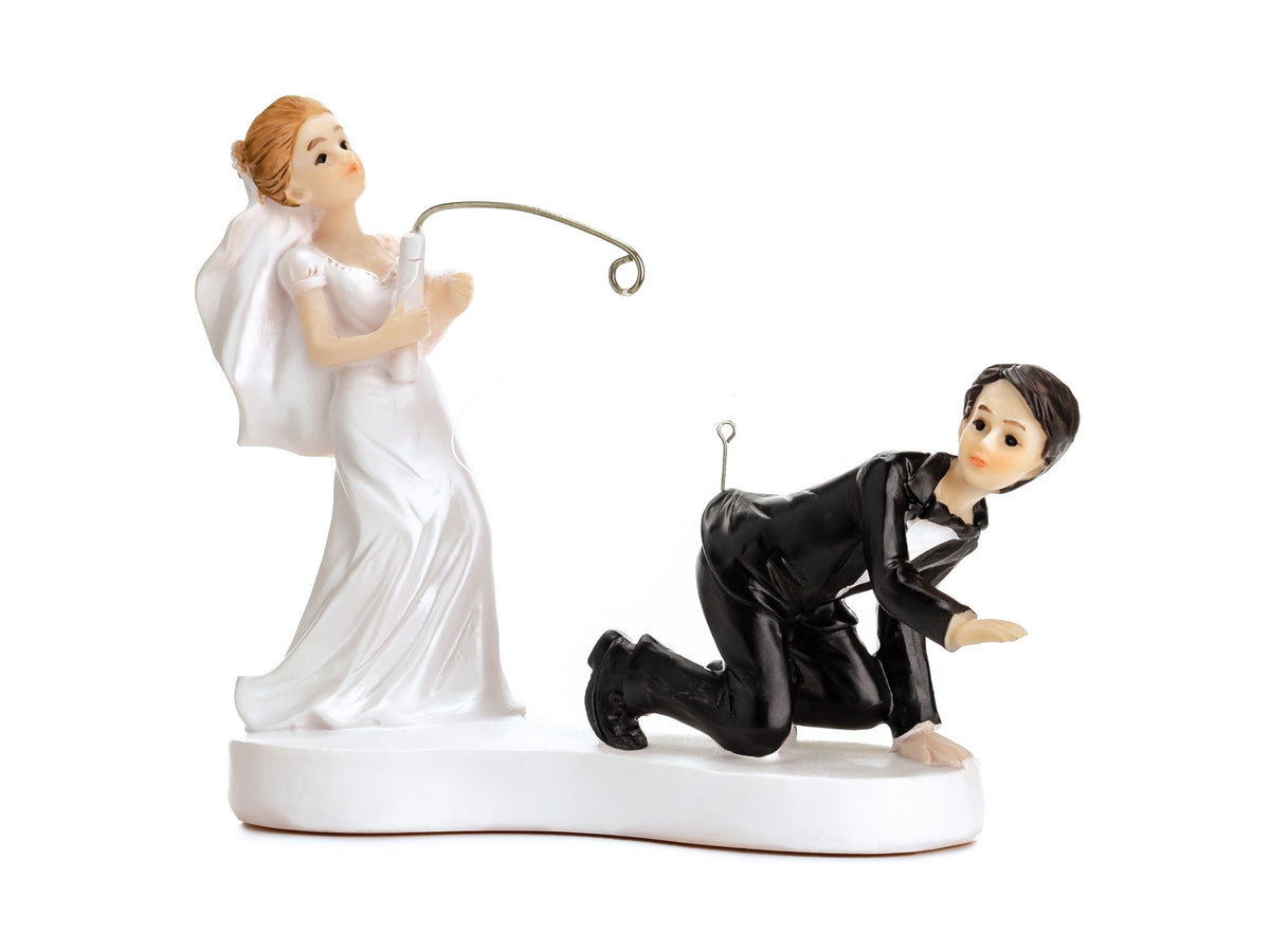 Figur Frischvermählte "Newlyweds" mit Angelrute - Hochzeit